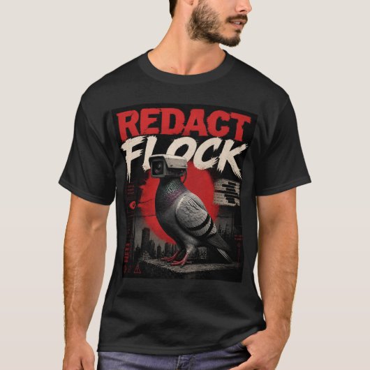 Een surreële bewakingscamera duif redactie kudde t-shirt (Voorkant)