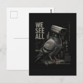Een surreële bewakingscamera duif We See All Briefkaart (Voorkant / Achterkant)