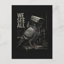 Een surreële bewakingscamera duif We See All Briefkaart