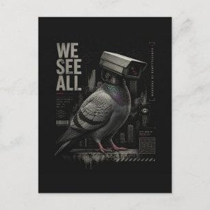Een surreële bewakingscamera duif We See All Briefkaart