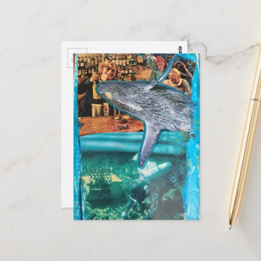 Een surreële walvis in de duikbar briefkaart (Voorkant / Achterkant in situ)