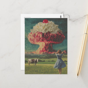 Een surreële woestijnontploffing op de zuivelweide briefkaart