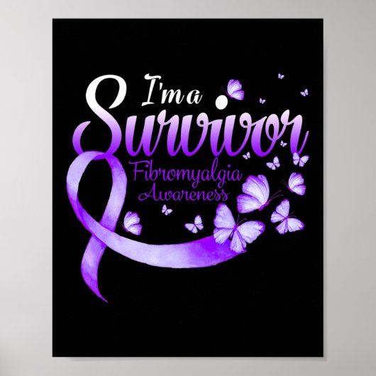 Een Survivor Fibromyalgie Bewustzijn Vlinder 1 Poster (Voorkant)