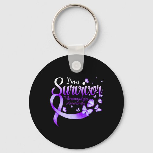 Een Survivor Fibromyalgie Bewustzijn Vlinder 1 Sleutelhanger (Voorkant)