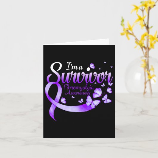Een Survivor Fibromyalgie Bewustzijn Vlinder Kaart (Gele Bloem)