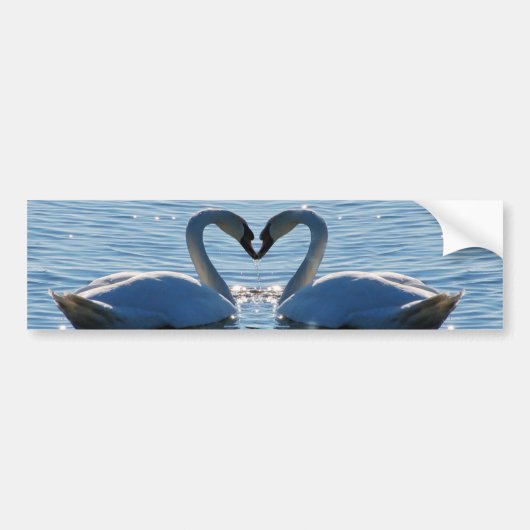 Een Swan Heart Kiss, Reflections of Love Bumpersticker (Voorkant)