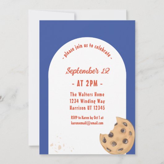 Een Sweet Boy Chocolate Chip Cookie 1e verjaardag Kaart (Achterkant)