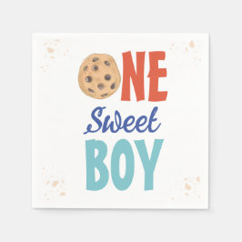 Een Sweet Boy Chocolate Chip Cookie Eerste Verjaar Servet
