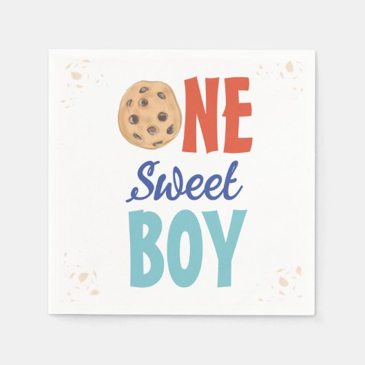 Een Sweet Boy Chocolate Chip Cookie Eerste Verjaar Servet (Voorkant)