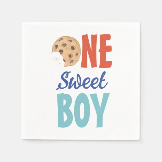 Een Sweet Boy Cookie eerste verjaardag Servet (Voorkant)