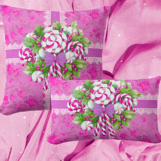 Een Sweet Cottage roze en Paarse kerst Kussen