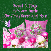 Een Sweet Cottage roze en Paarse kerst Kussen