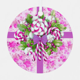 Een Sweet Cottage roze en Paarse kerst Metalen Ornament