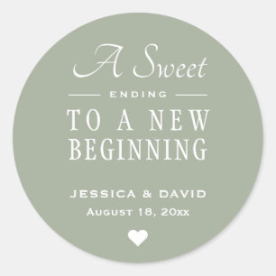 Een Sweet Ending Sage Green Wedding Favor Sticker