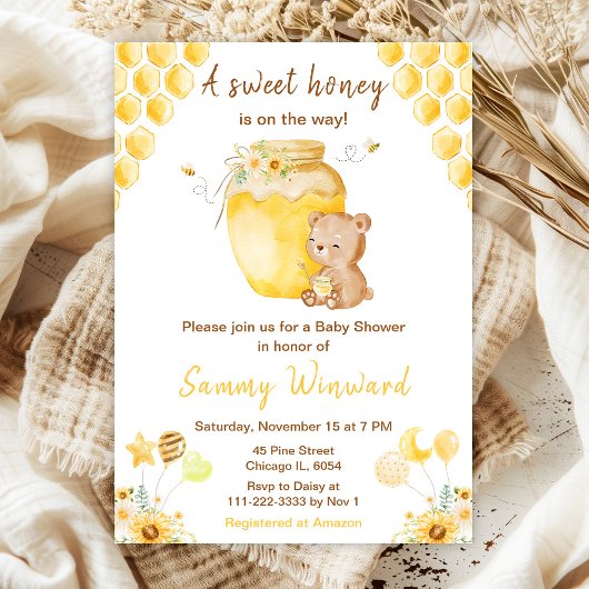 Een Sweet Honey Beer Baby shower Kaart