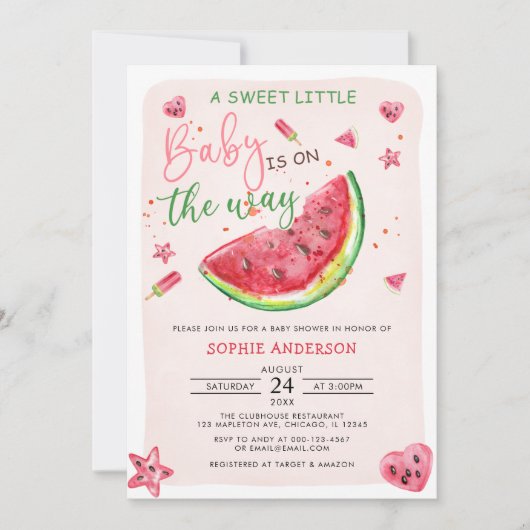 Een Sweet Little Baby Watermelon Baby shower Kaart (Voorkant)
