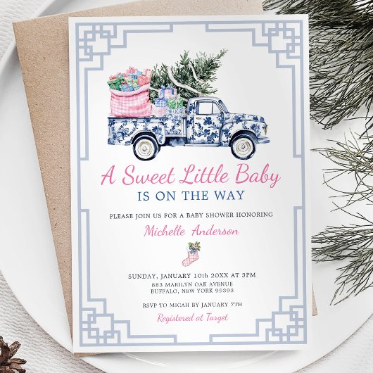Een Sweet Little Baby Winter Chinoiserie Baby show Kaart