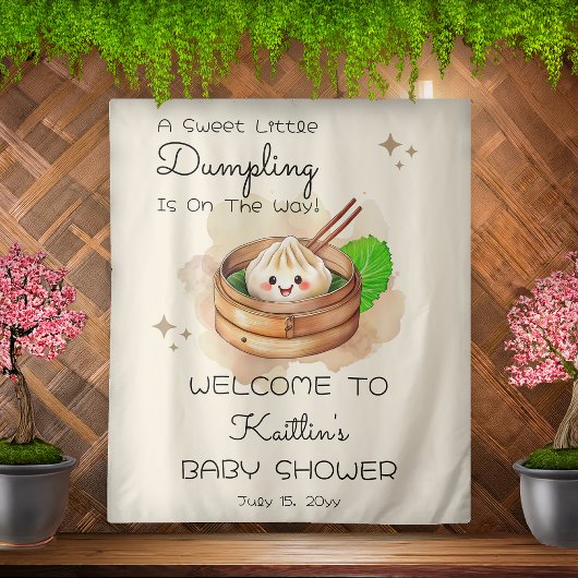 Een Sweet Little Dumpling Kwai Baby shower achterg Wandkleed