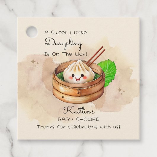Een Sweet Little Dumpling Kwai Theme Baby shower Bedankjes Labels (Voorkant)