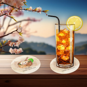 Een Sweet Little Dumpling Kwai Theme Baby shower Ronde Kartonnen Onderzetter