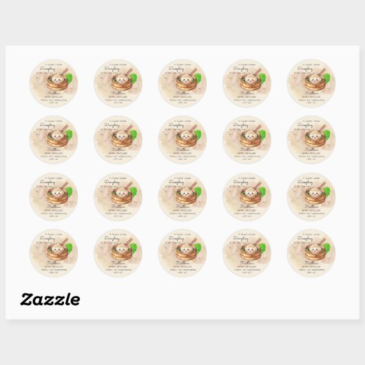 Een Sweet Little Dumpling Kwai Theme Baby shower Ronde Sticker (Vel)
