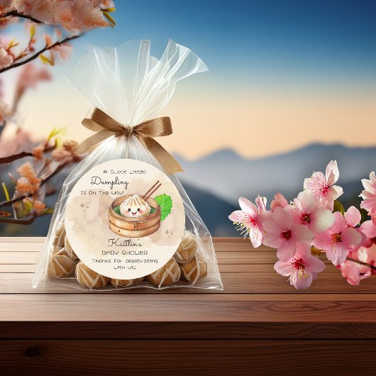 Een Sweet Little Dumpling Kwai Theme Baby shower Ronde Sticker