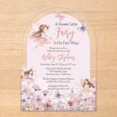 Een Sweet Little Fairy Wildflowers Meisje Baby sho Acryl Uitnodigingen (Voorkant)