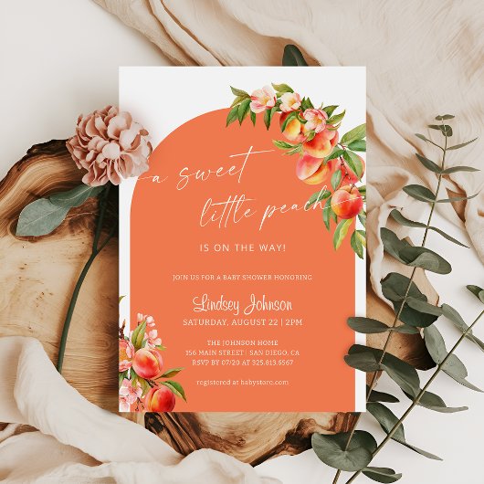 Een Sweet Little Peach Baby shower Bright Arch Kaart