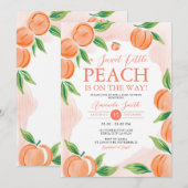 Een Sweet Little Peach Baby shower Greenery Floral Kaart (Voorkant / Achterkant)