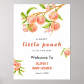 Een Sweet Little Peach Fruit Baby shower welkom Poster (Voorkant)