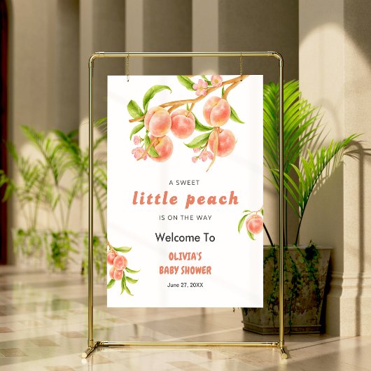 Een Sweet Little Peach Fruit Baby shower welkom Poster