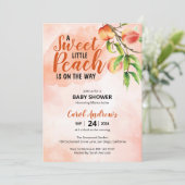 Een Sweet Little Peach Waterverf Baby shower Kaart (Staand voorkant)