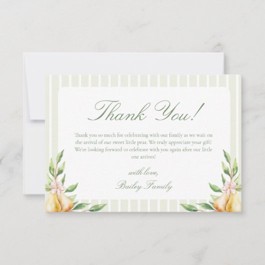 Een Sweet Little Pear Baby shower Pastel Green Bedankkaart (Voorkant)