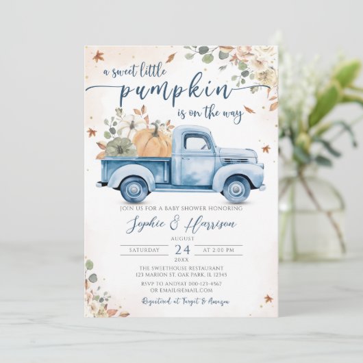 Een Sweet Little Pumpkin Autumn Herfst Baby shower Kaart (Staand voorkant)