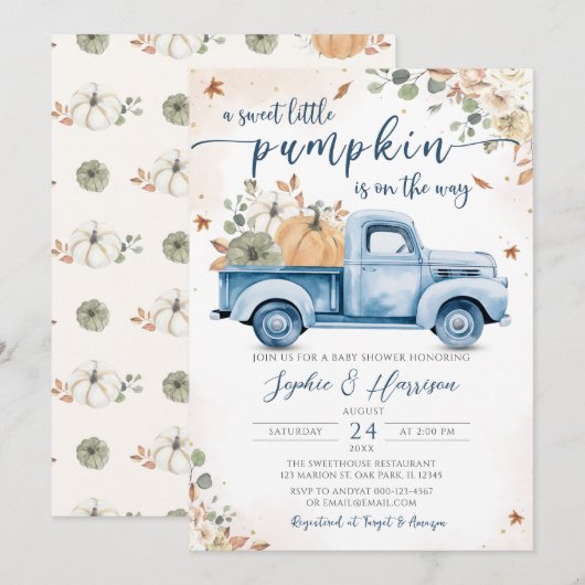 Een Sweet Little Pumpkin Autumn Herfst Baby shower Kaart (Voorkant / Achterkant)