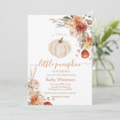 Een Sweet Little Pumpkin Boho Floral Baby shower Kaart (Staand voorkant)