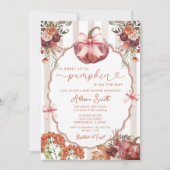 Een Sweet Little Pumpkin Marsala Bow Baby shower Kaart (Voorkant)