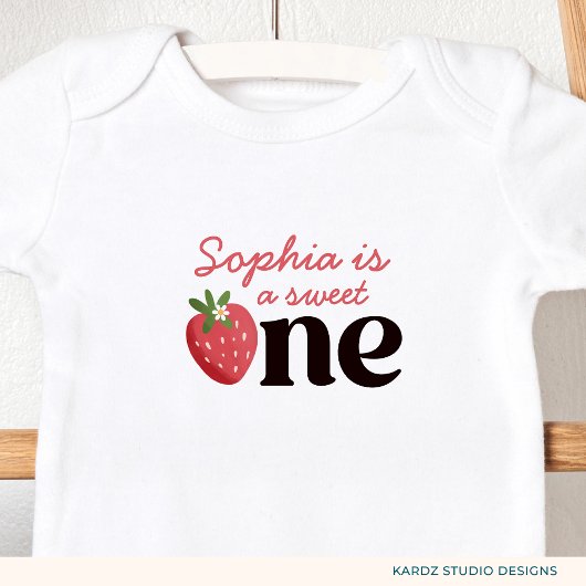 Een Sweet One Strawberry Girl 1e verjaardag Romper
