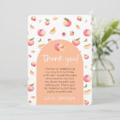 Een Sweet Peach 1e verjaardag foto Dank u kaart (Staand voorkant)