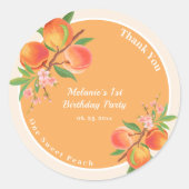 Een Sweet Peach 1e verjaardag Sticker (Voorkant)
