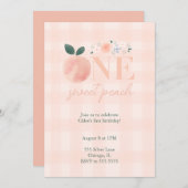 Een Sweet Peach eerste verjaardag uitnodiging (Voorkant / Achterkant)