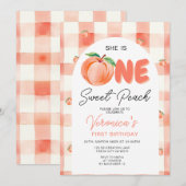 Een Sweet Peach verjaardagsfeestje Boho Gingham Kaart (Voorkant / Achterkant)