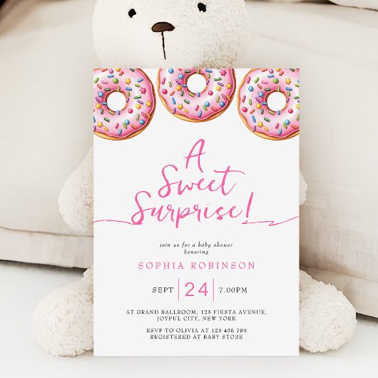 Een Sweet Surprise Sprinkle Donuts Girl Baby showe Kaart