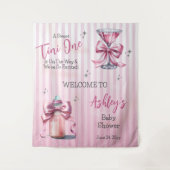 Een Sweet Tini One Coquette Baby shower achtergron Wandkleed (Voorkant)