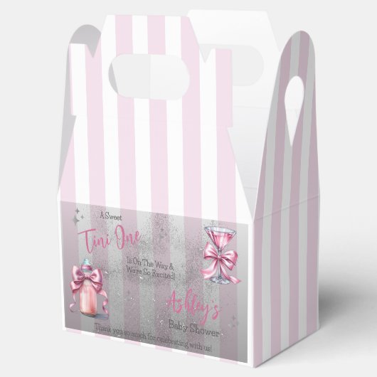 Een Sweet Tini One Pink Coquette Girl Baby shower Bedankdoosjes (Geopend)