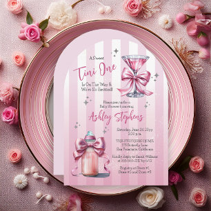 Een Sweet Tini One Pink Coquette Girl Baby shower Kaart