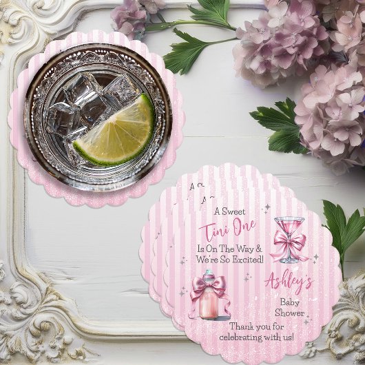 Een Sweet Tini One Pink Coquette Girl Baby shower Kartonnen Onderzetters