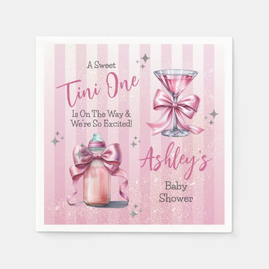 Een Sweet Tini One Pink Coquette Girl Baby shower Servet (Voorkant)