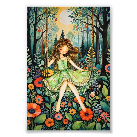 Een swing in Natuur jaagt de blues weg Foto Afdruk (Voorkant)