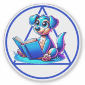 Een symbool puppy lezen van groot boek herstel sticker (Voorkant)